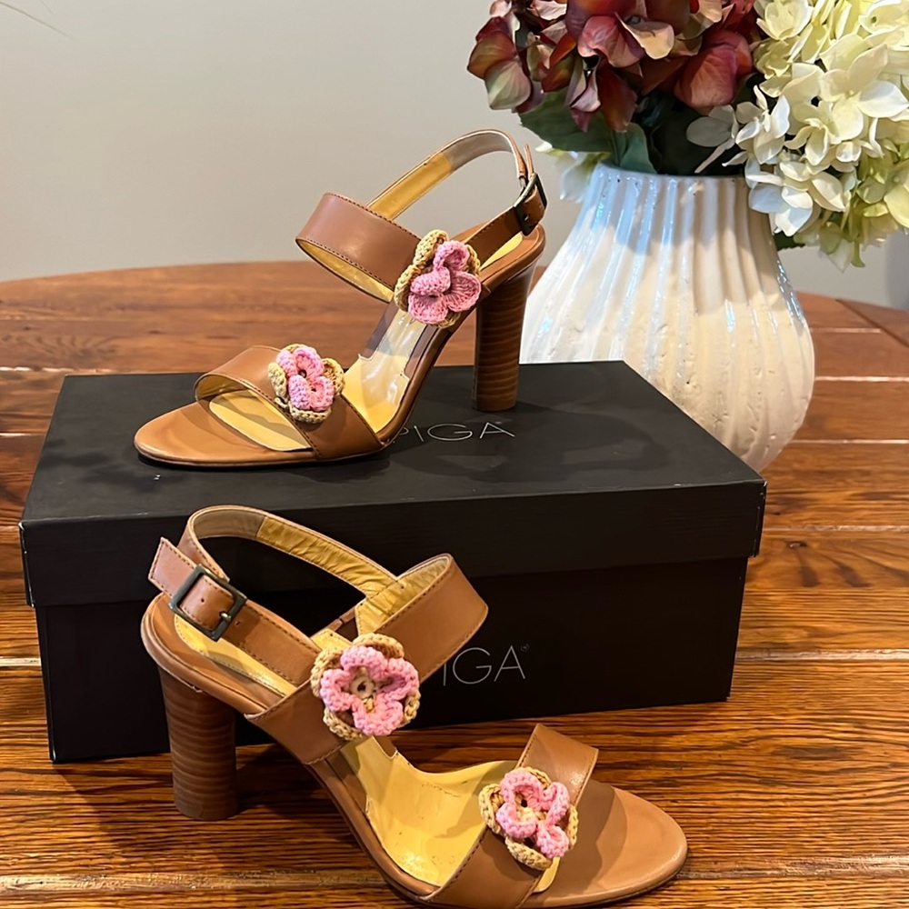 Via Spiga cognac heel, sz 6 M